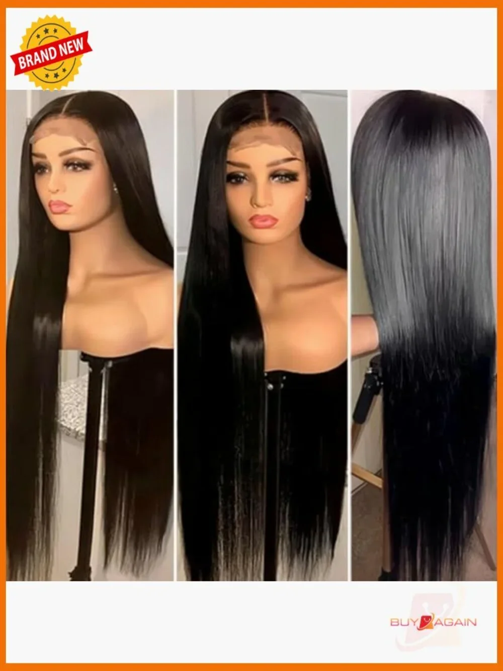 Glueless Lace Front Wig Brazilian Virgin Human Hair 24Inch 4x4 Closure